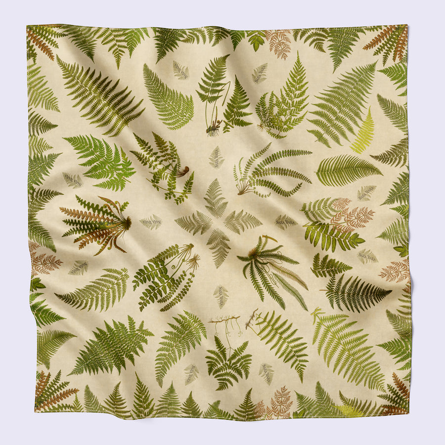 large scarf - fern print - silk scarf - printed scarf - British scarf