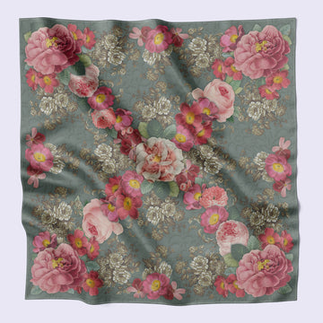 large silk scarf - rose print - scarf gift - luxury scarf - luxury accessory