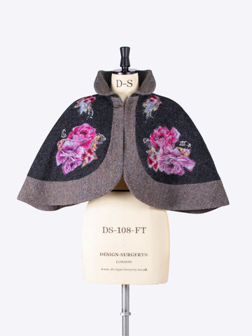 Heritage fashion - bespoke embellished capelet - tweed with a twist