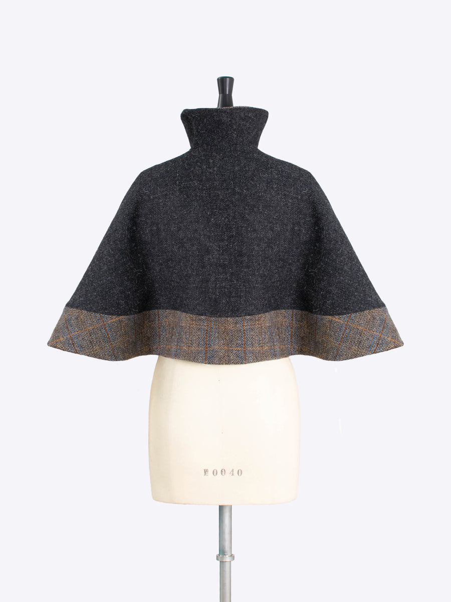 charcoal and sage short cape - sustainable luxury