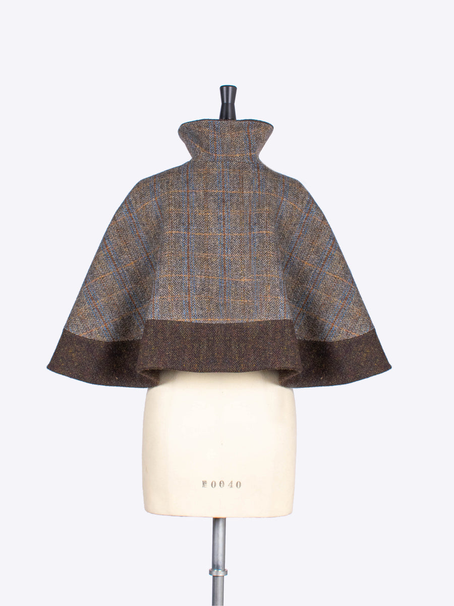 Grey wool capelet - made in England country style outwear