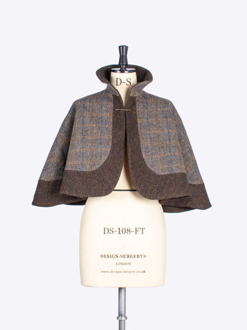 sage and chocolate country style short cape - made in New Forest