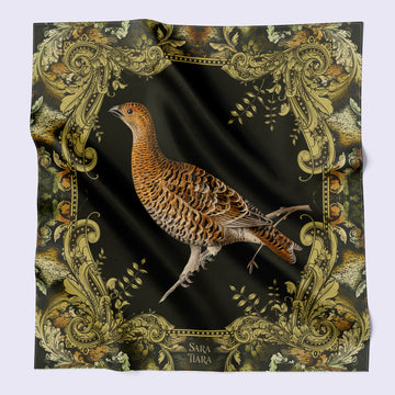 small silk scarf - grouse print - heritage scarf - scarf gift - luxury scarf