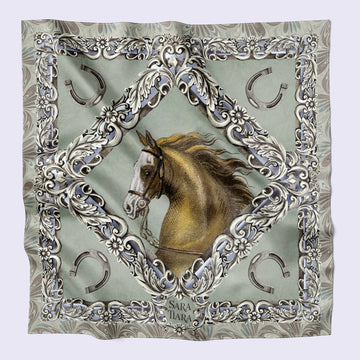 small silk scarf - horse print - heritage scarf - scarf gift - luxury scarf