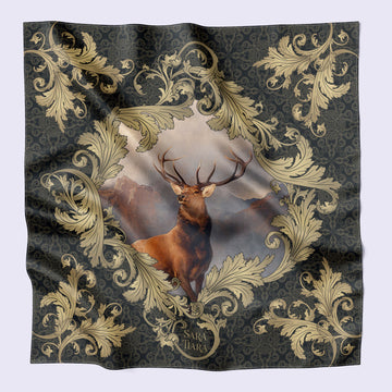 small silk scarf - stag print - heritage scarf - scarf gift - luxury scarf