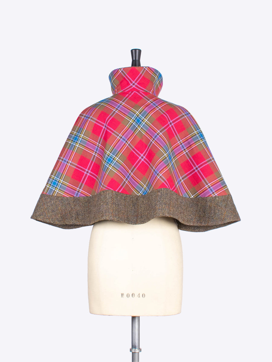 short cape - red tartan - heritage fashion